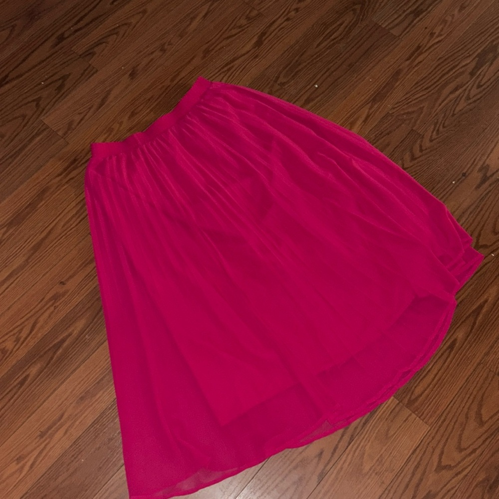 Long red skirt